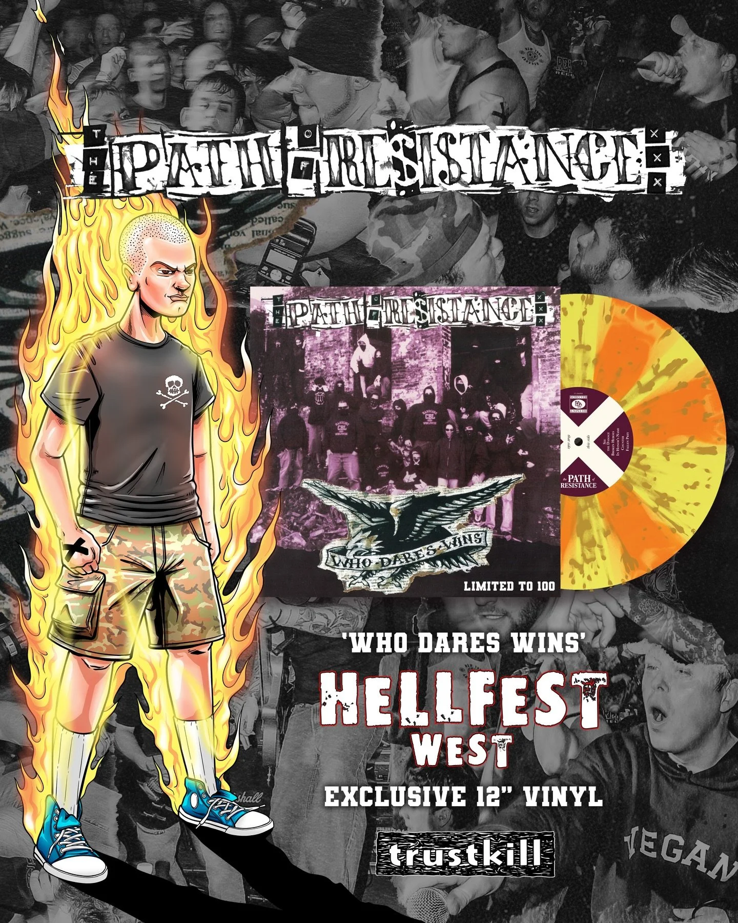 Path Of Resistance &ldquo;Who Dares Wins&rdquo; 🛠️ Hellfest West Exclusive 12&rdquo; Gatefold Vinyl

Limited to 100 copies at Hellfest West

SIDE A:
See The Damage 
Broken Heroes 
In Honor&rsquo;s Name 
Counter 
Fallen Prey

SIDE B: 
The Chain 
Wear