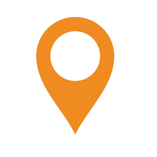 Icon of a map pin or location marker in orange.