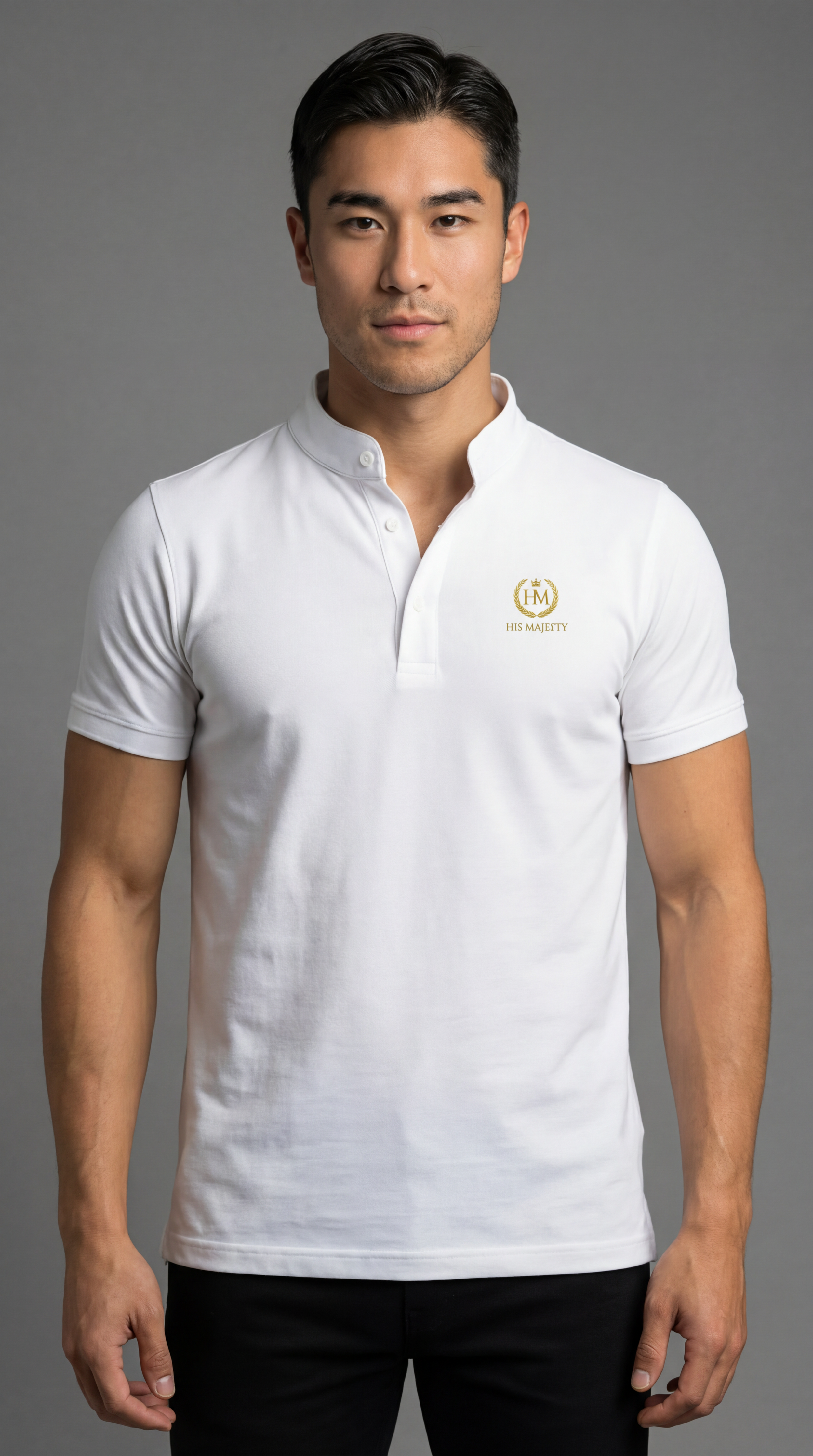 His Majesty Cadet Collar Polo Snowfall White.png