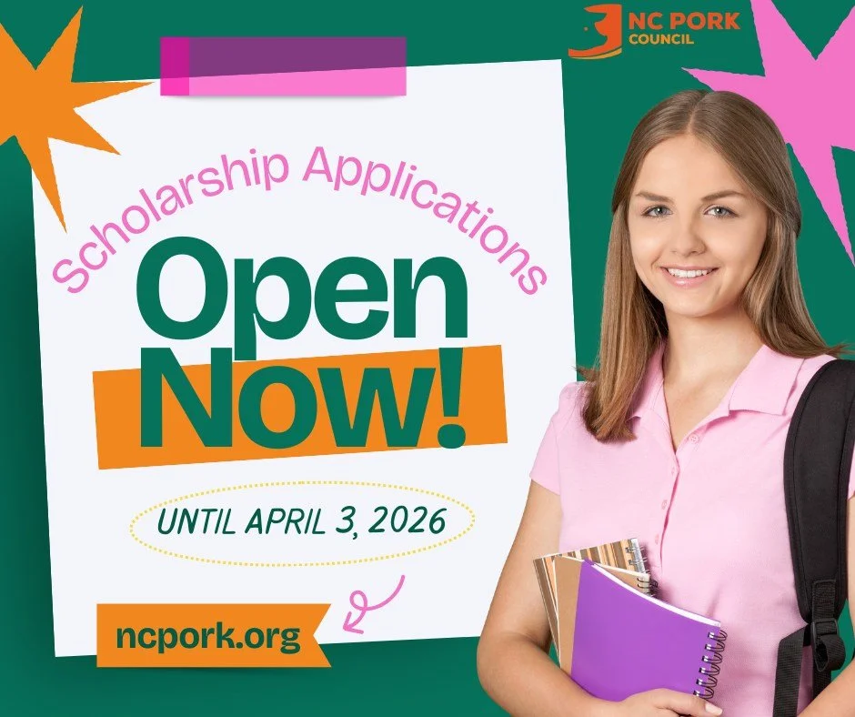 🍀🐷Have you heard that our scholarship is open now until April 3!? 🐷🍀

This scholarship supports students pursuing degrees that will benefit North Carolina agriculture and the pork industry. Award amounts range from a minimum of $1,000 to a maximu