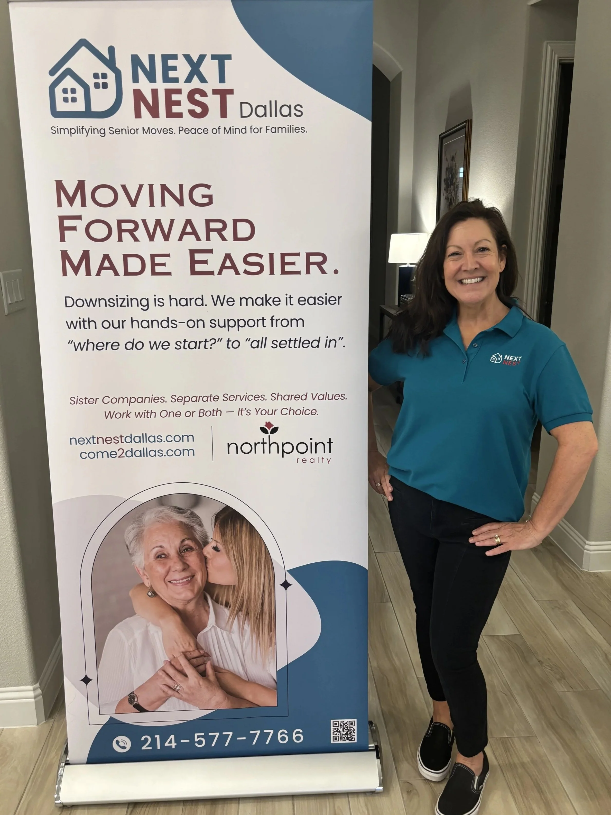 Next Nest Dallas banner and Sharon Sinnes, Move Designer