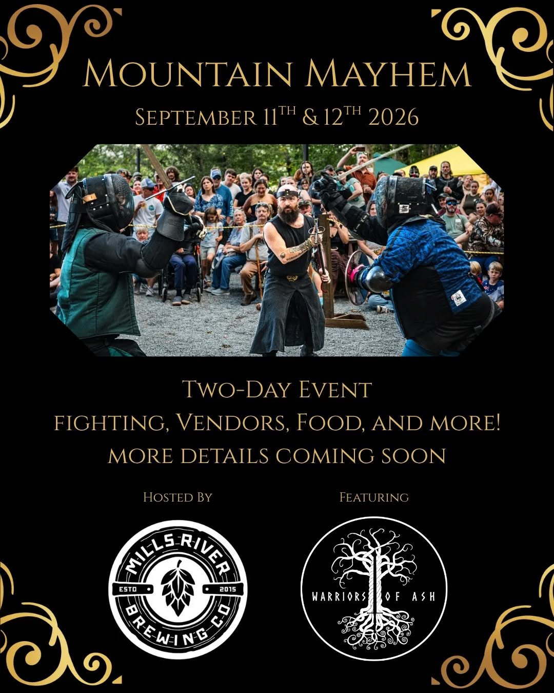 Hail! Join us this fall for the second annual Mountain Mayhem tournament at Mills River Brewing. This year will be a two-day event of fighting and festivities. Please fill out the form below if you plan on attending so we can start getting a head cou