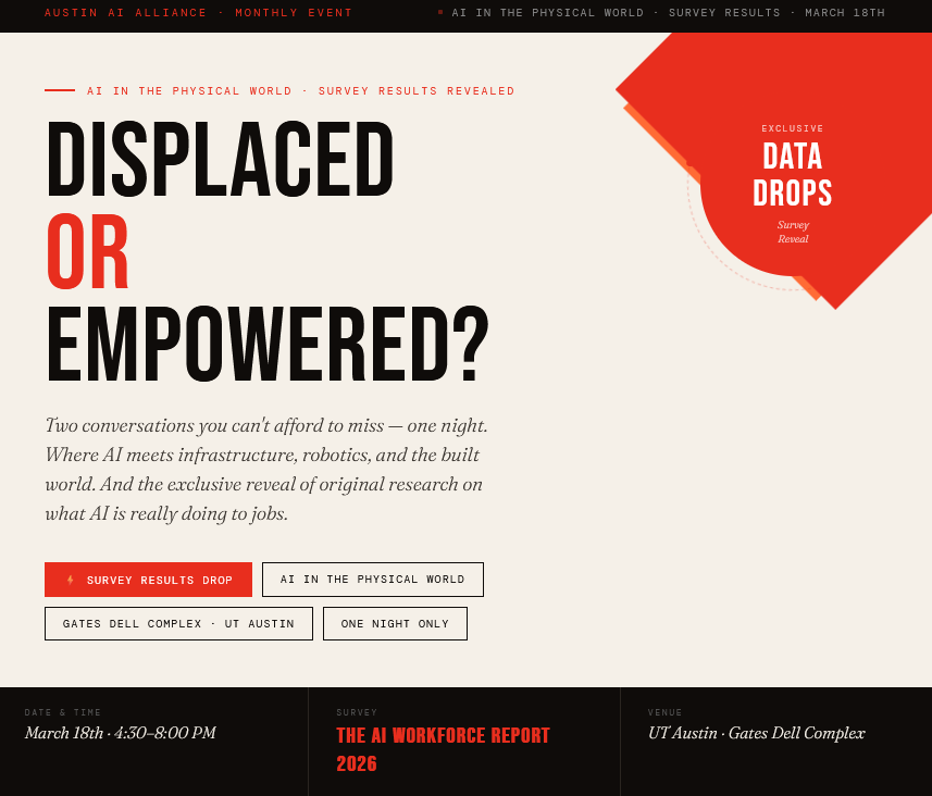 AI in the physical world. Exclusive Survey Reveals. A Curated Space, A Deliberate Time.