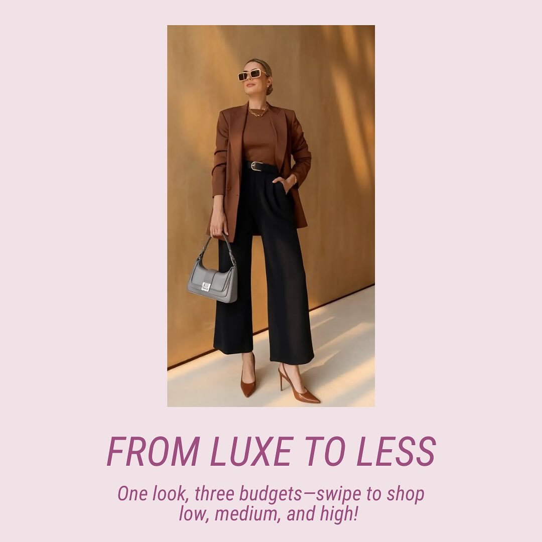One Outfit, Endless Possibilities✨ 
This Luxe to Less moment is serving workday polish, errand-day ease, and after-hours chic. One outfit, three budgets, endless ways to wear it. Link in bio to shop every option!🤍
&bull;
&bull;
&bull;
#DeskToDinner 
