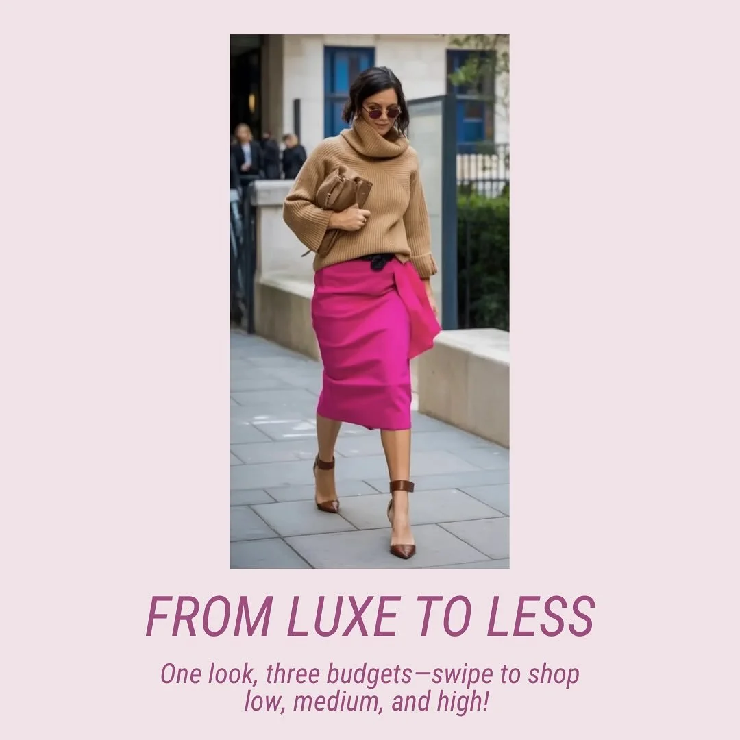 Luxe To Less: Get the look, three ways.✨Whether you&rsquo;re splurging, saving, or shopping smart, it&rsquo;s all about the silhouette. Link in bio to get the look at every price point! 
&bull;
&bull;
&bull;
#LuxeToLess #ChicOnABudget #StyledThreeWay