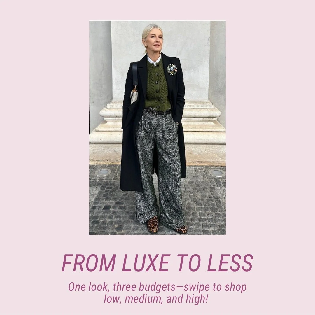 This is one of those looks that always reads expensive: crisp button-down, textured knit, tailored trousers, a strong coat, and a loafer that means business! 🤎

I pulled it together at three different price points, so you can get the same polished, 