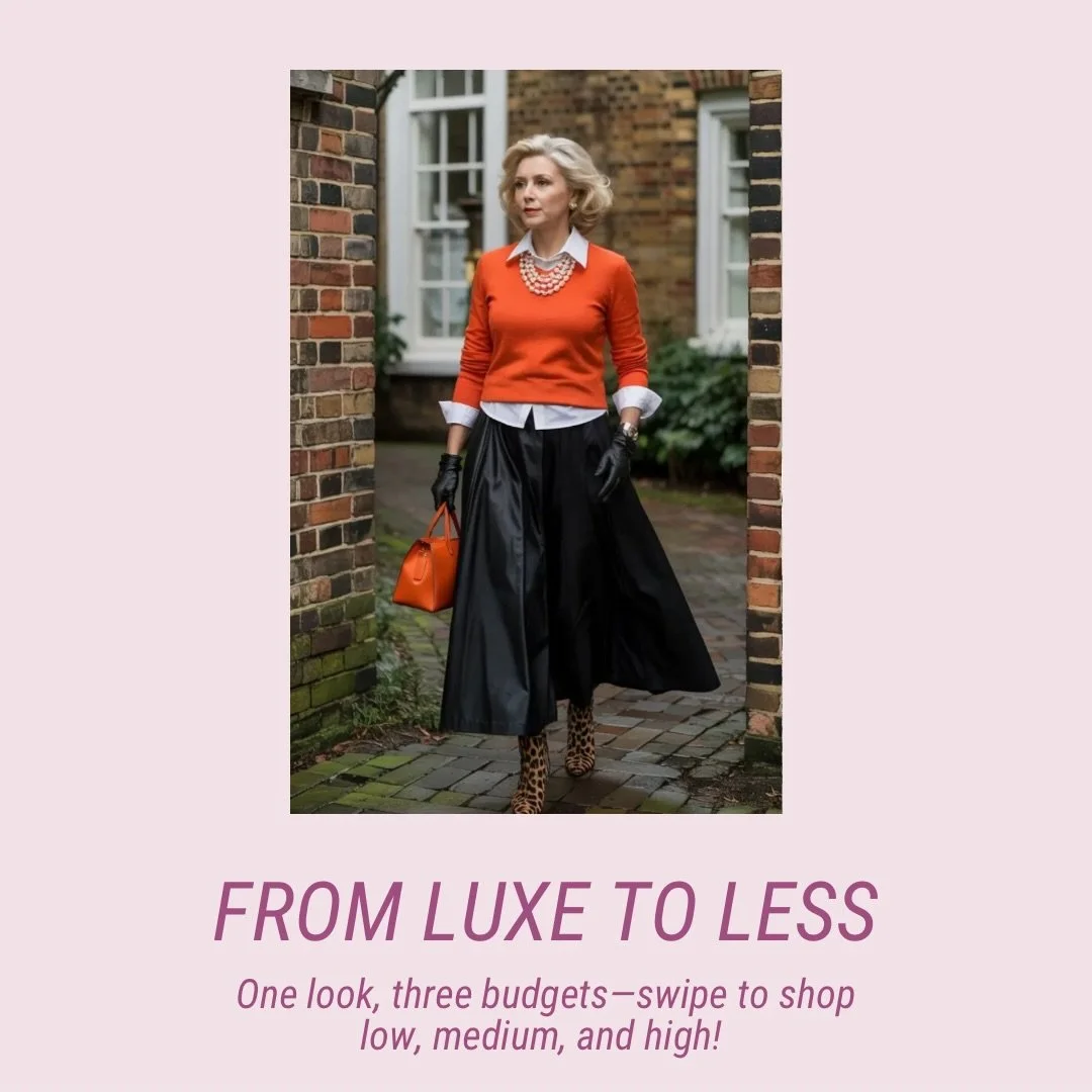 One of my favorite outfit formulas because it always works. 🧡

A crisp white button-down + a black statement skirt gives you that clean, classic base&hellip; then you add a bold pop of color and one unexpected detail (hello leopard boots) to make it