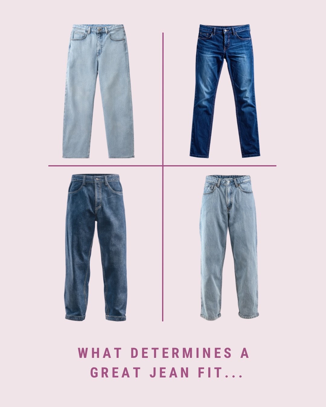 What actually determines a great jean fit?

For this try on, I focused predominantly on high waist, straight leg styles since that is what so many of you are looking for right now. For reference, I am typically a size 4 which translates to a 26 or 27