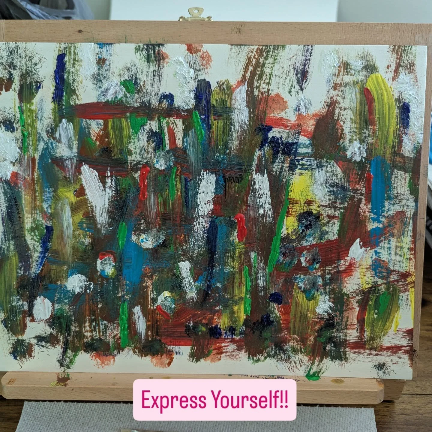 Lately I've been tapping into my creative self (at least as much as I give myself time for)...and this came out 🧑&zwj;🎨

Fun fact, I'm an overthinker 😬🙄

Instead of overthinking about where to put what color, I blindfolded myself and let go. This