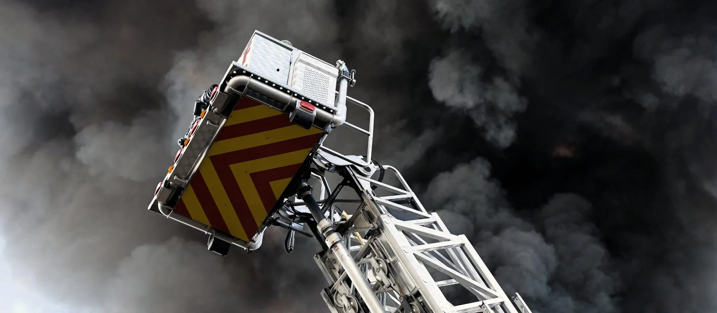 Ladder Truck deployed in heavy smoke