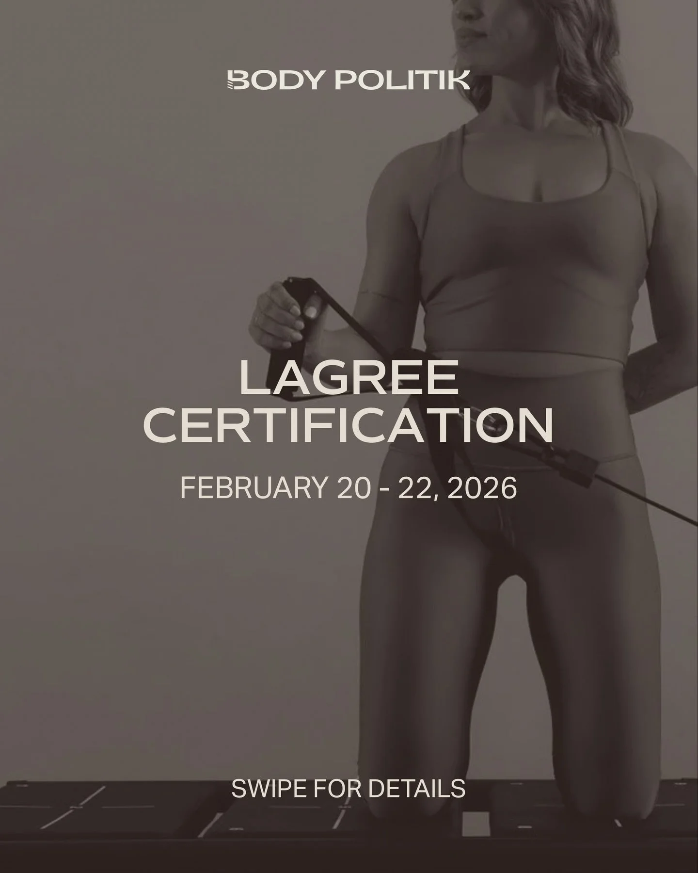 ❤️&zwj;🔥 Take the next step in your Lagree journey &amp; get certified. 

This February we&rsquo;re hosting a Lagree Level 1 Certification with Sr. Master Trainer @amy_teter at Body Politik Paradise Valley 

🗓️ February 20-22
🕐 1&ndash;7 PM daily 