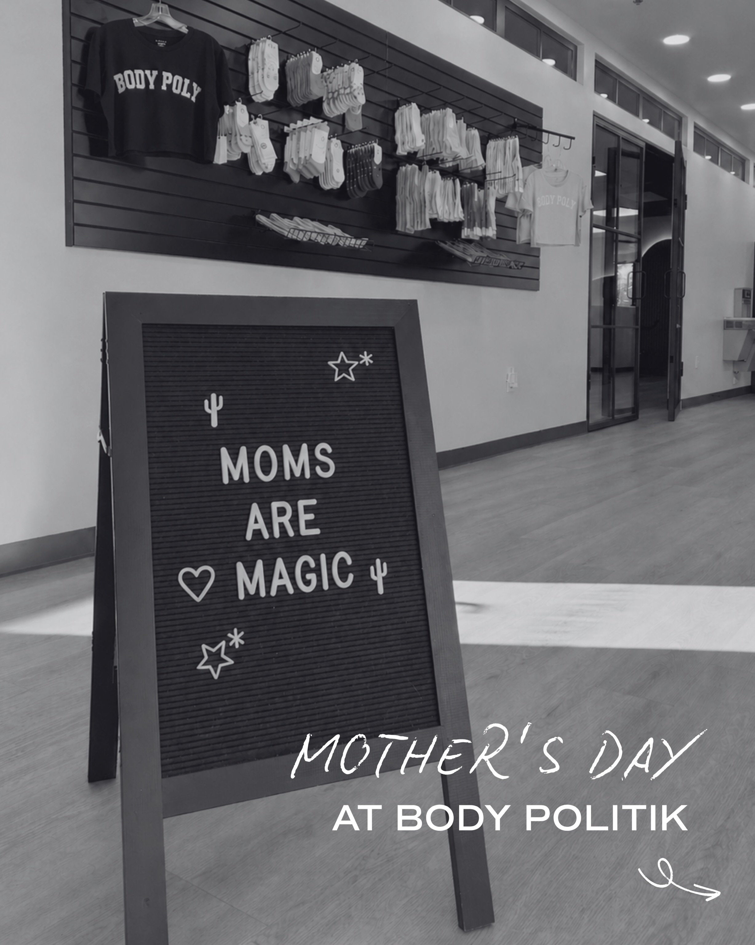 Celebrate mom at Body Politik ❤️

This Mother&rsquo;s Day (May 10), our Scottsdale &amp; Paradise Valley studios will feature a flower wall filled with love notes and affirmations for moms to take and enjoy 🫶

&hellip;&hellip;because moms are magic!