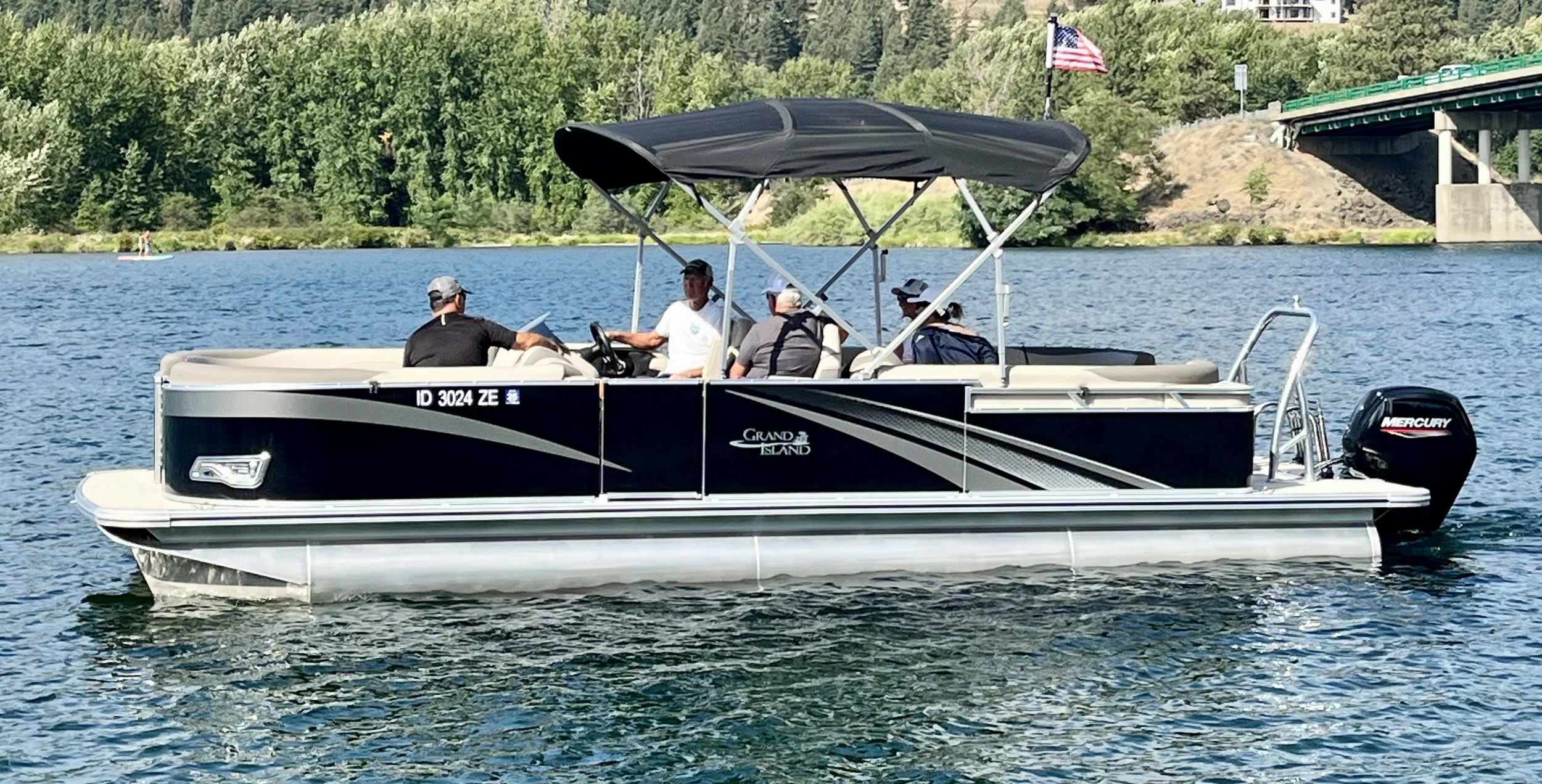 Bachelor party on Lake CDA in a pontoon boat