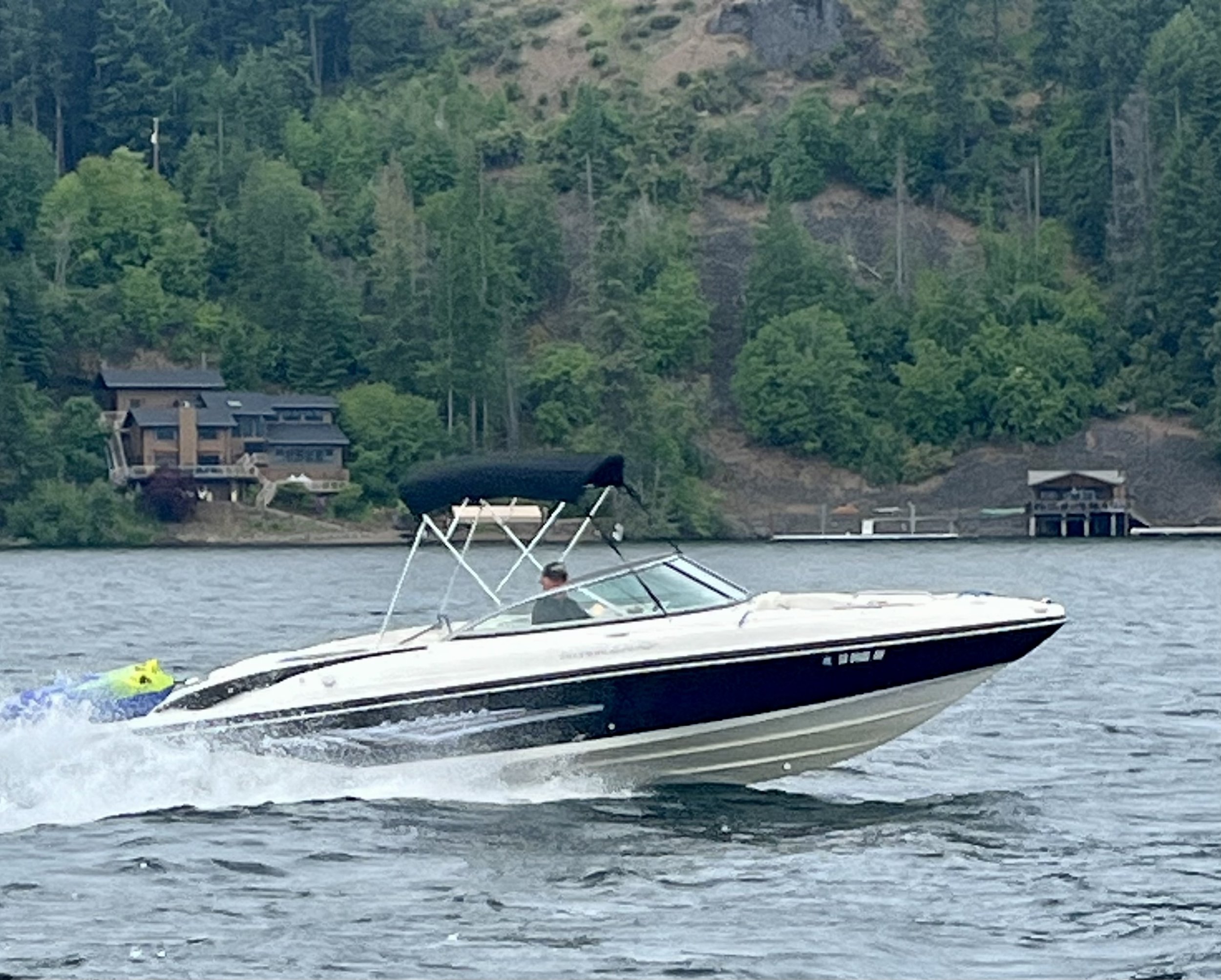 Ski Boat going 40 mph on Lake CDA