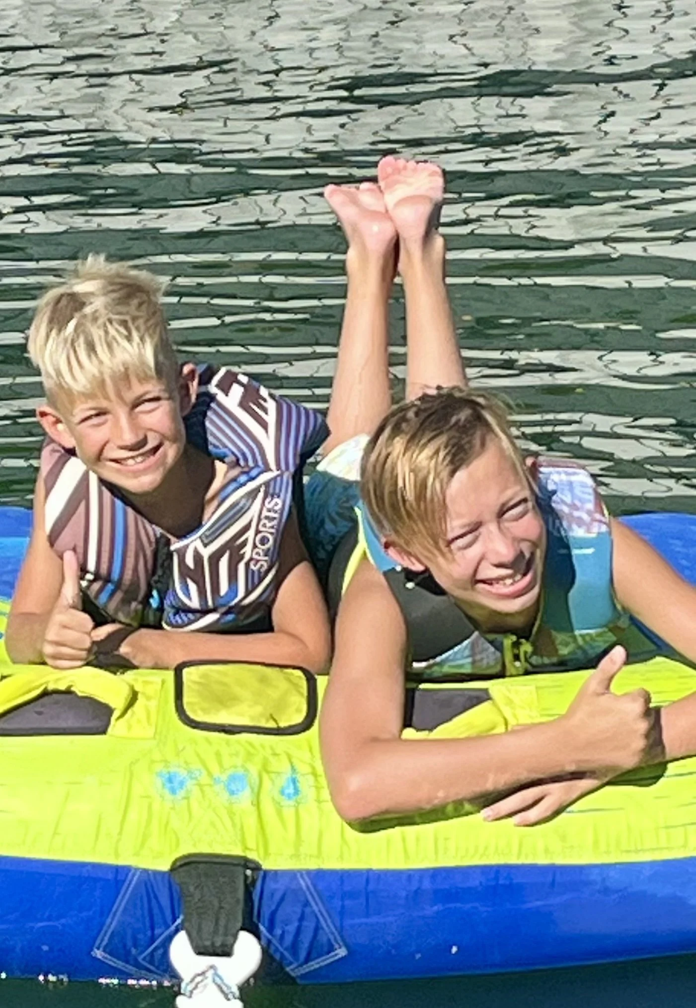 Kids on tube on Lake Coeur d'Alene