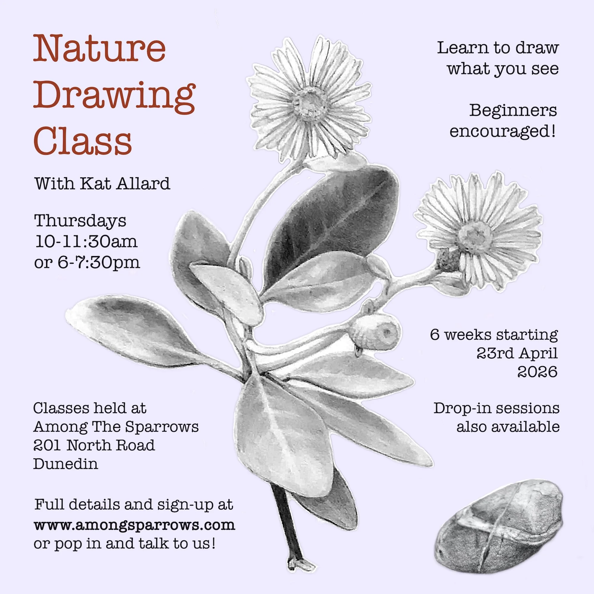 WORKSHOP - Nature Drawing Class with Kat Allard from 23rd April, Thursdays