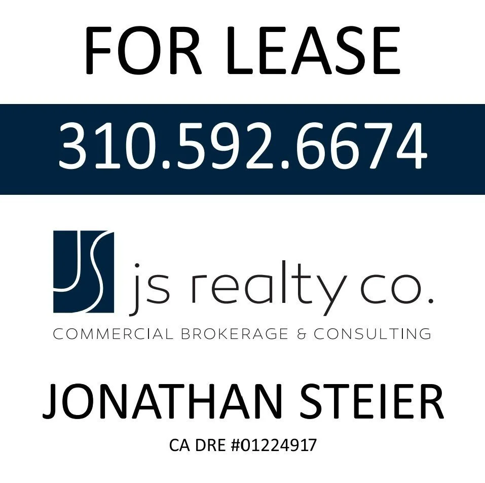 Sign for lease with contact info from js realty co. and Jonathan Steier, license CA #01224917.