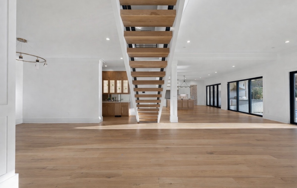 Open concept floor plan before interior design for 6000 square foot Raleigh home