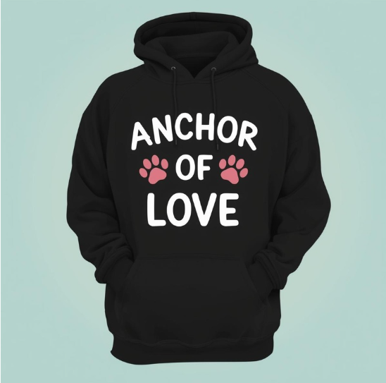 Black Anchor of Love Hoodie