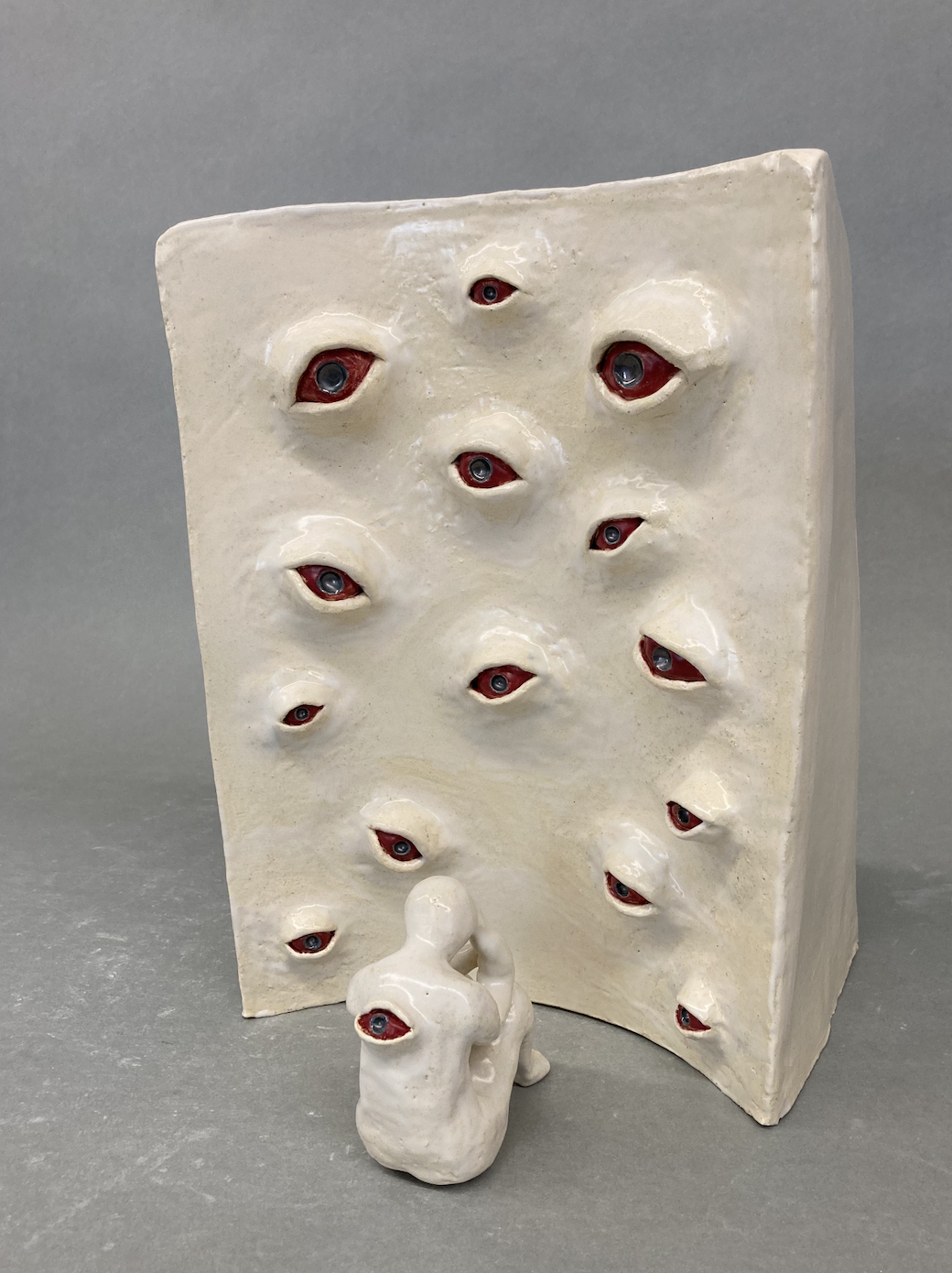 Part of a set of 4 pieces describing four different feelings of anxiety. Side view and further view of same "judging" piece.