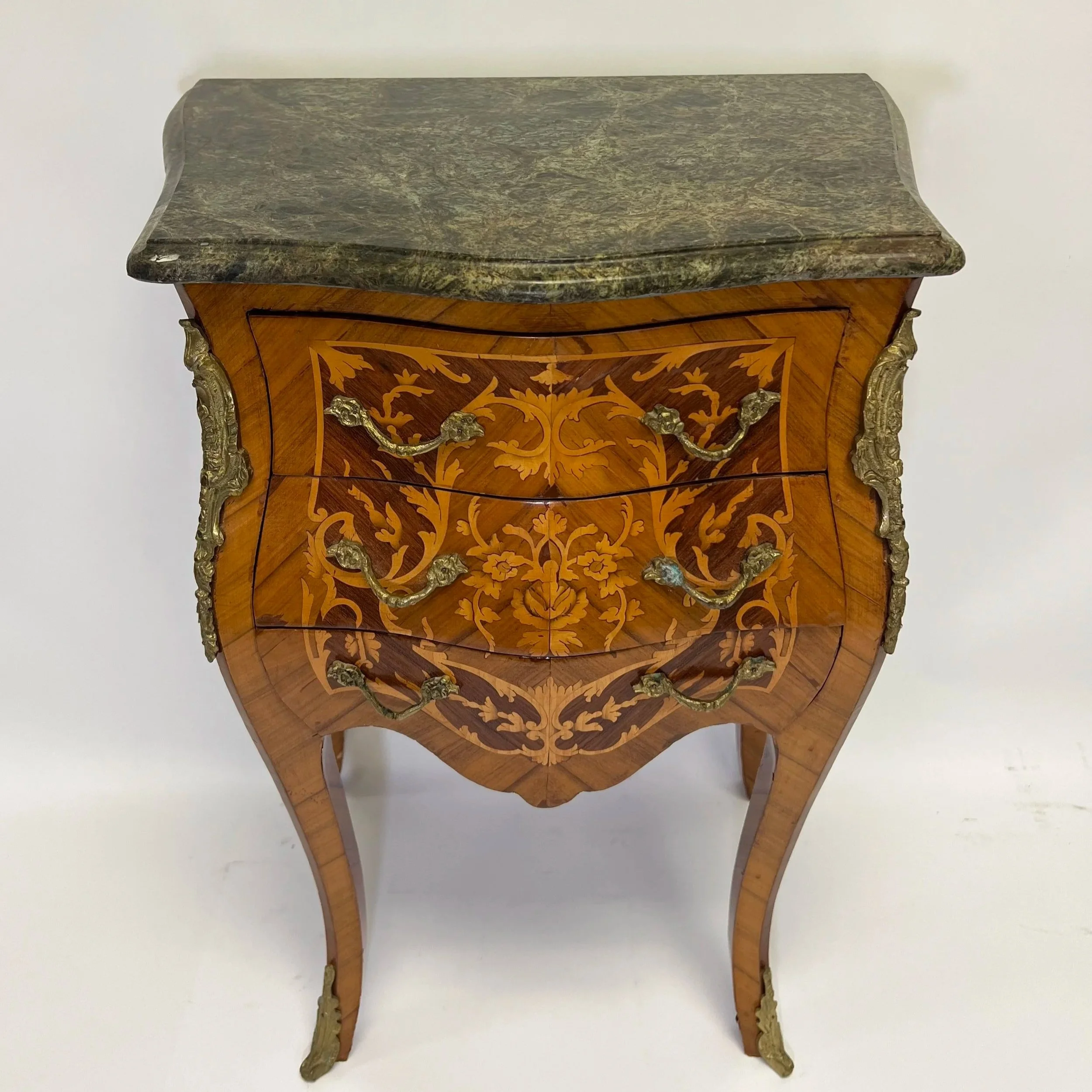 Inlaid Wood Chest with Marble Top