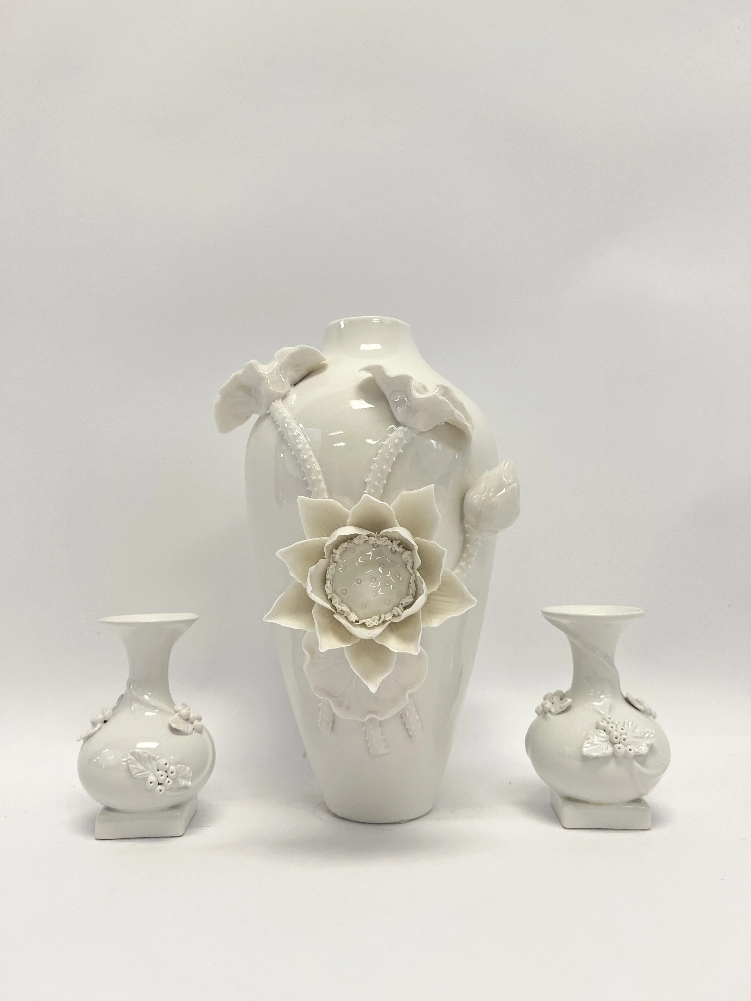 Porcelain Floral Vase Set