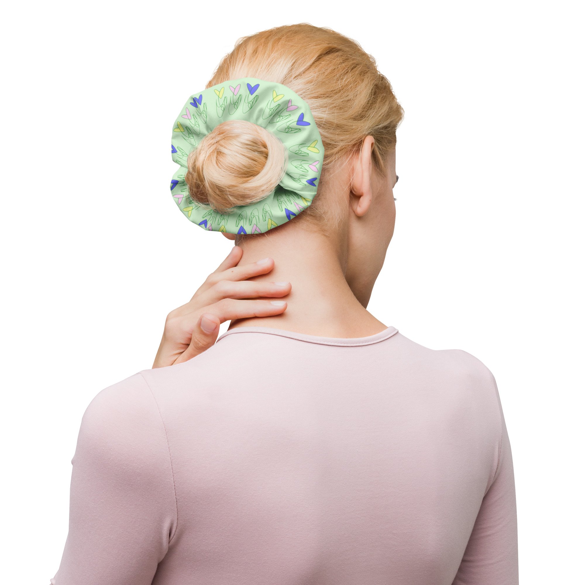 Spring Flower design Scrunchie showing without bow
