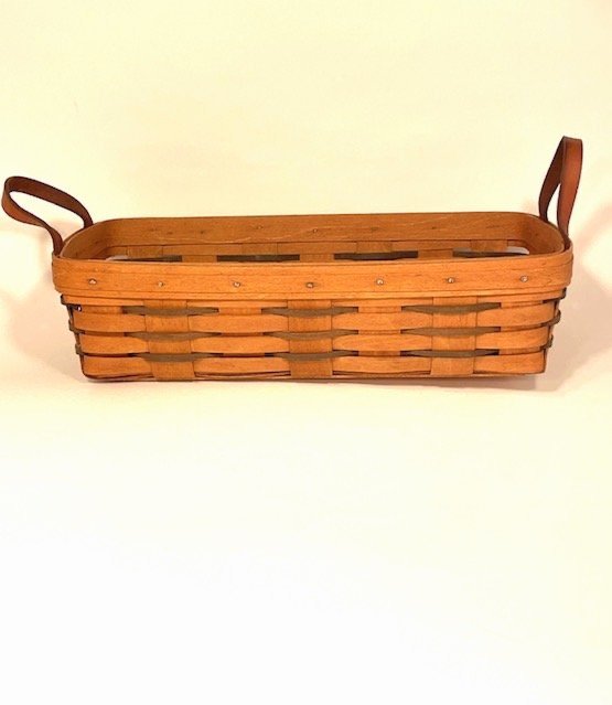 Bread basket Longaberger 1992 with attached leather straps