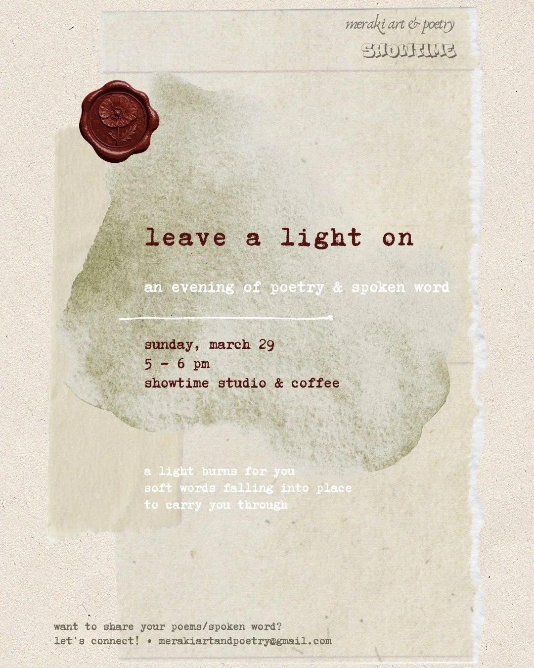 leave a light on: an evening of poetry and spoken word