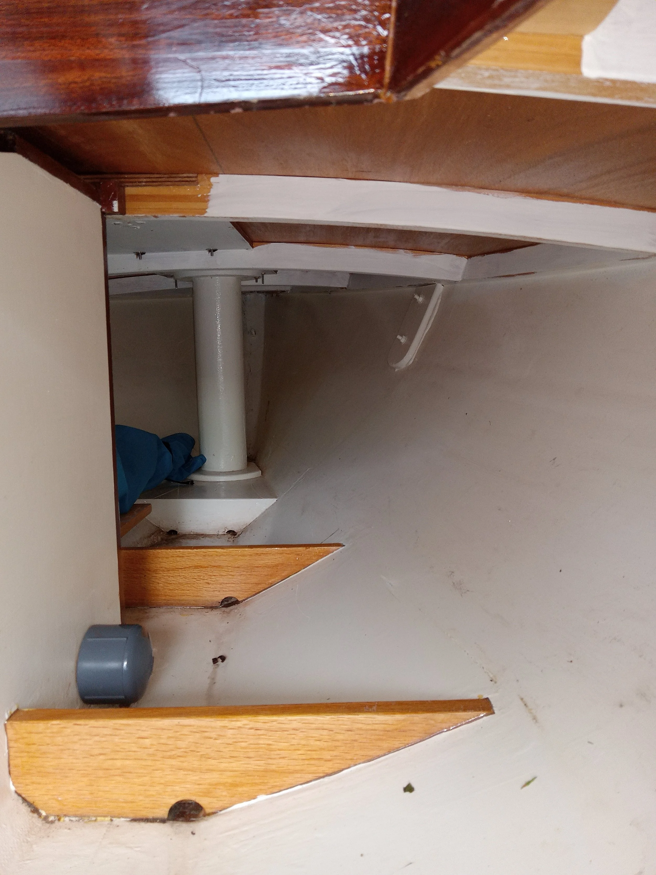 Mast tube & step deck beams.Centerboard Pin.