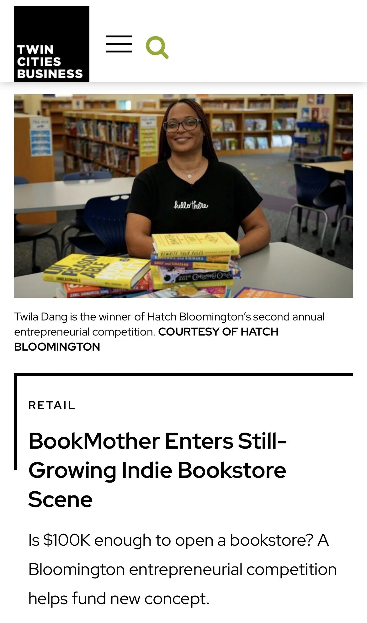 Twin Cities Business Hatch Bloomington 2025 BookMother Article