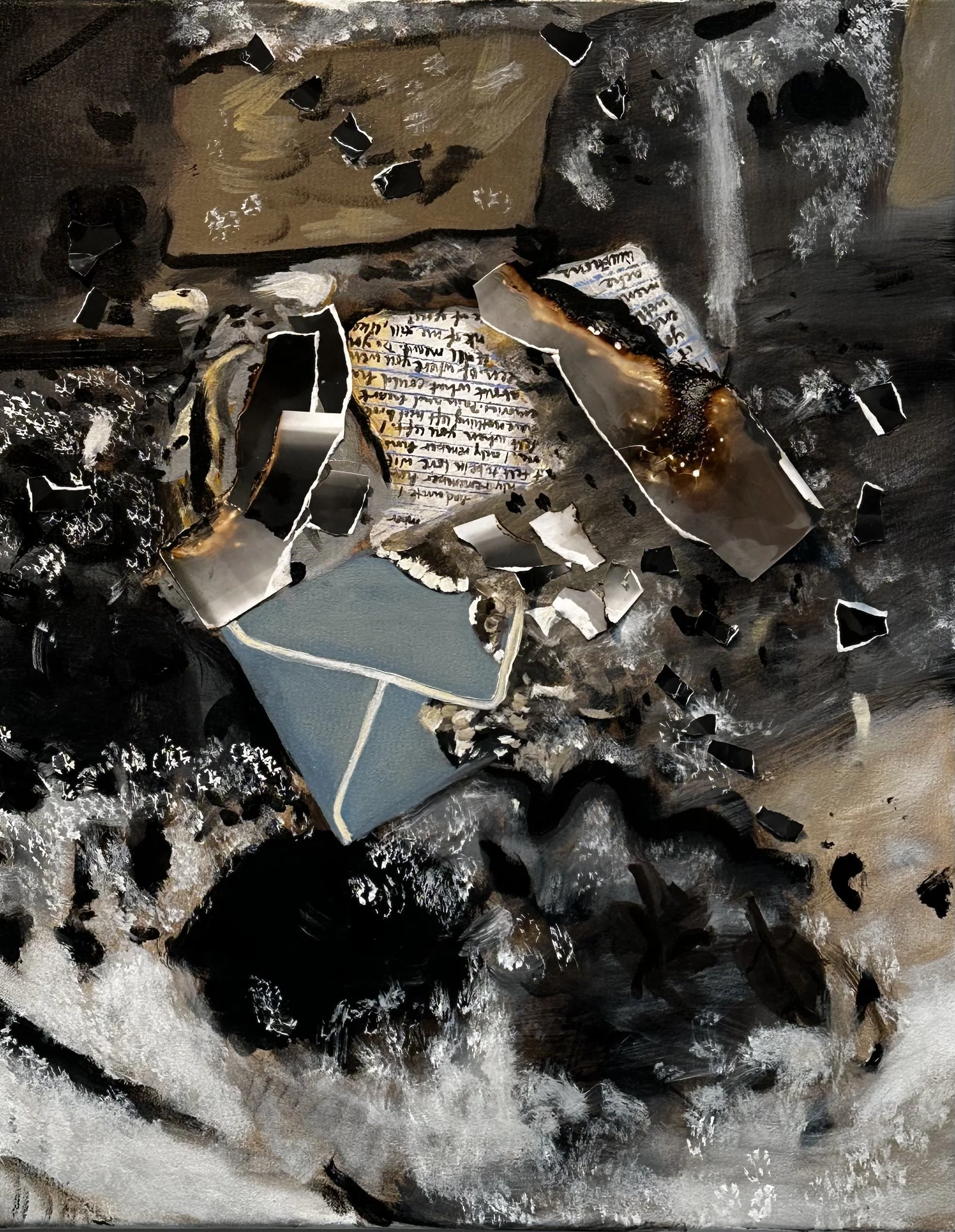 As If I Never Loved You mixed media; oil painting with burned silver gelatin by Corrin Larson