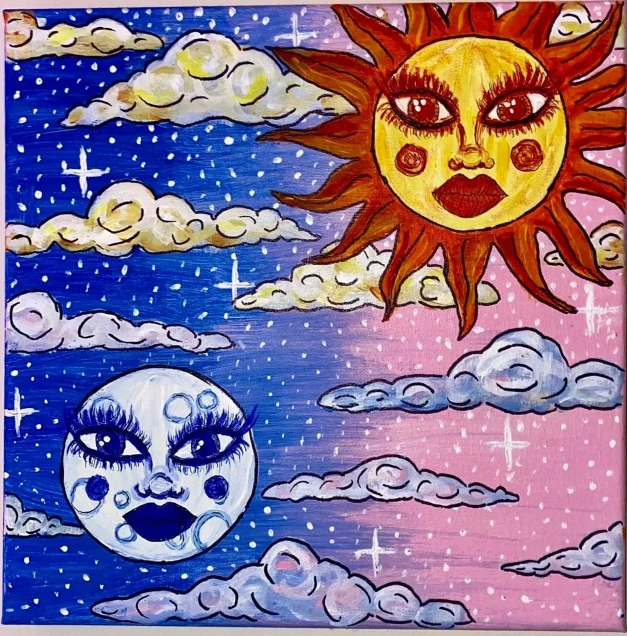 Acrylic painting with micron details