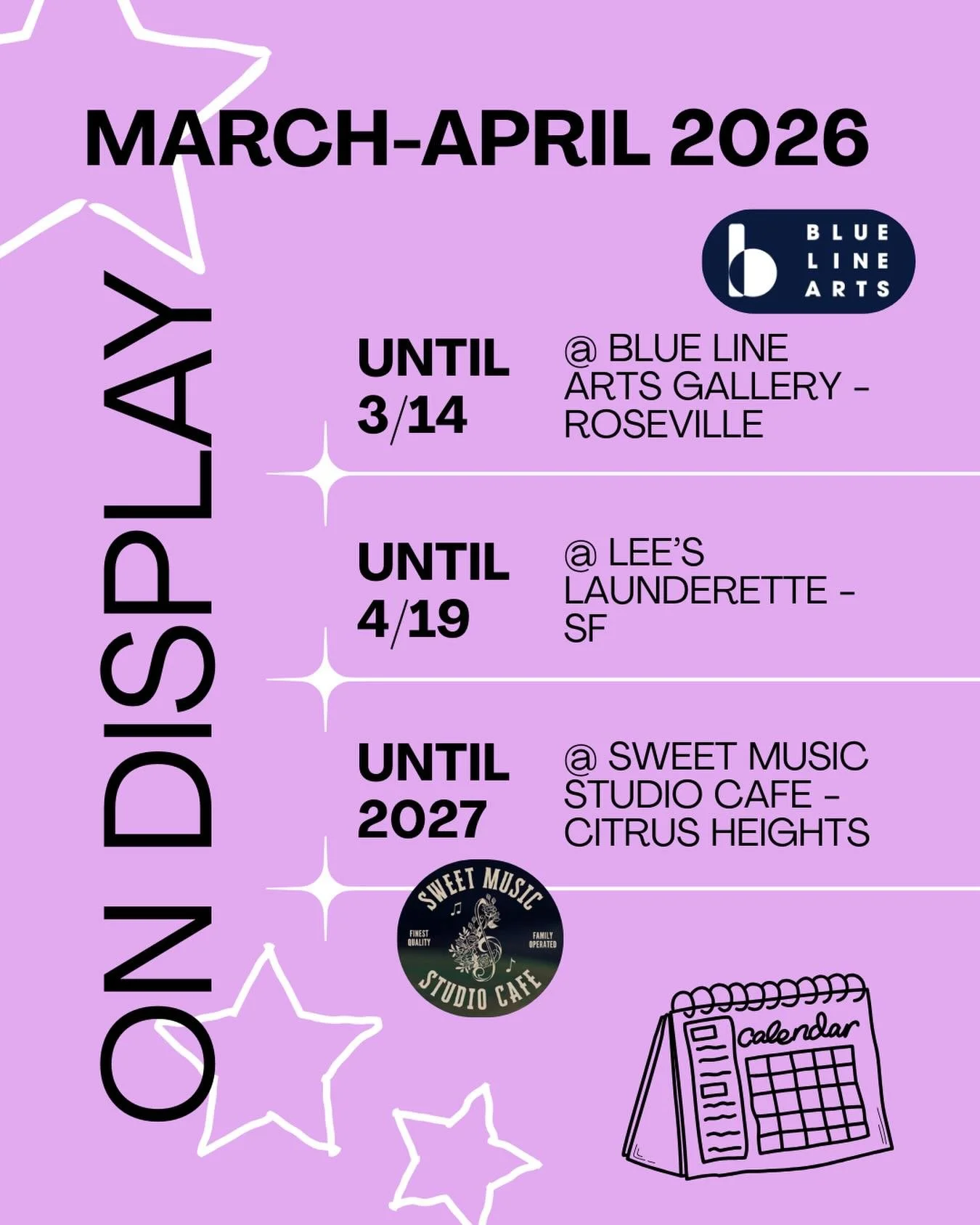 Here&rsquo;s what&rsquo;s going on for me right now! 
‼️
1. Apart of @bluelinearts &lsquo;Lottery for the Arts&rsquo; event on 3/14, I have 2 framed film photographs on display that will go home to attendees. (Roseville)

2. A group show celebrating 