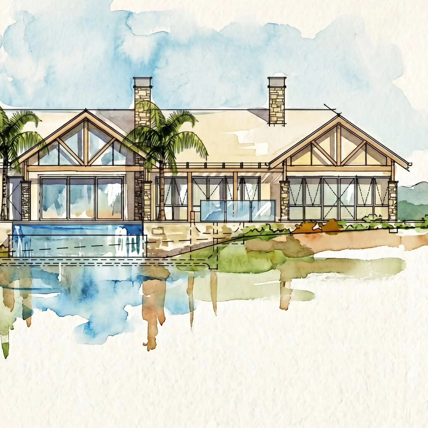 Such a fun process working with freehand conceptual sketches and then seeing the process come to life using 3d modelling software. Great way to present ideas to our clients. 
#Architecture #brisbanearchitect #americanfarmhousestyle #ruralhome #waterc