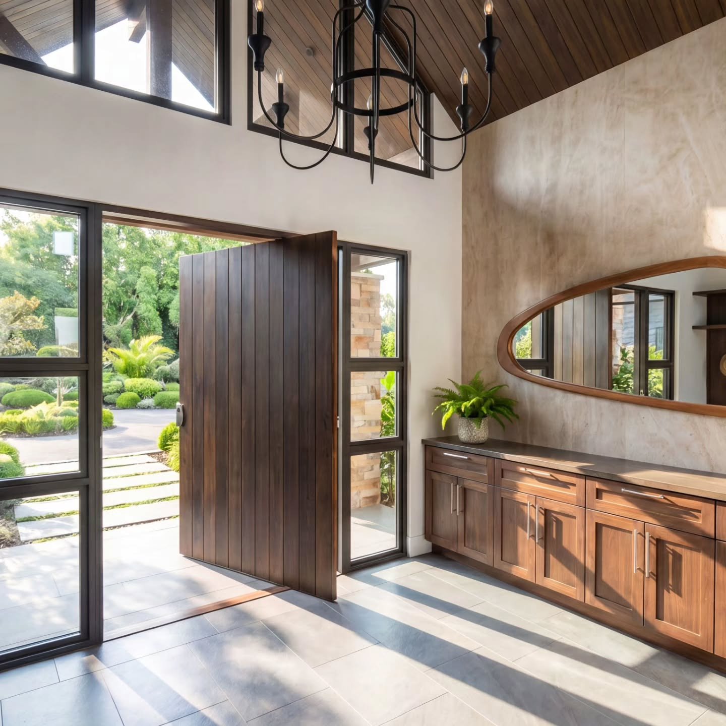 Incorporating a statement entry featuring abundant natural light, elevated raked ceilings, and rich, warm materials cultivates an exceptionally welcoming ambiance upon initial entry into a residence.
@gdsconsultingengineers @baahousebaastudioarchitec