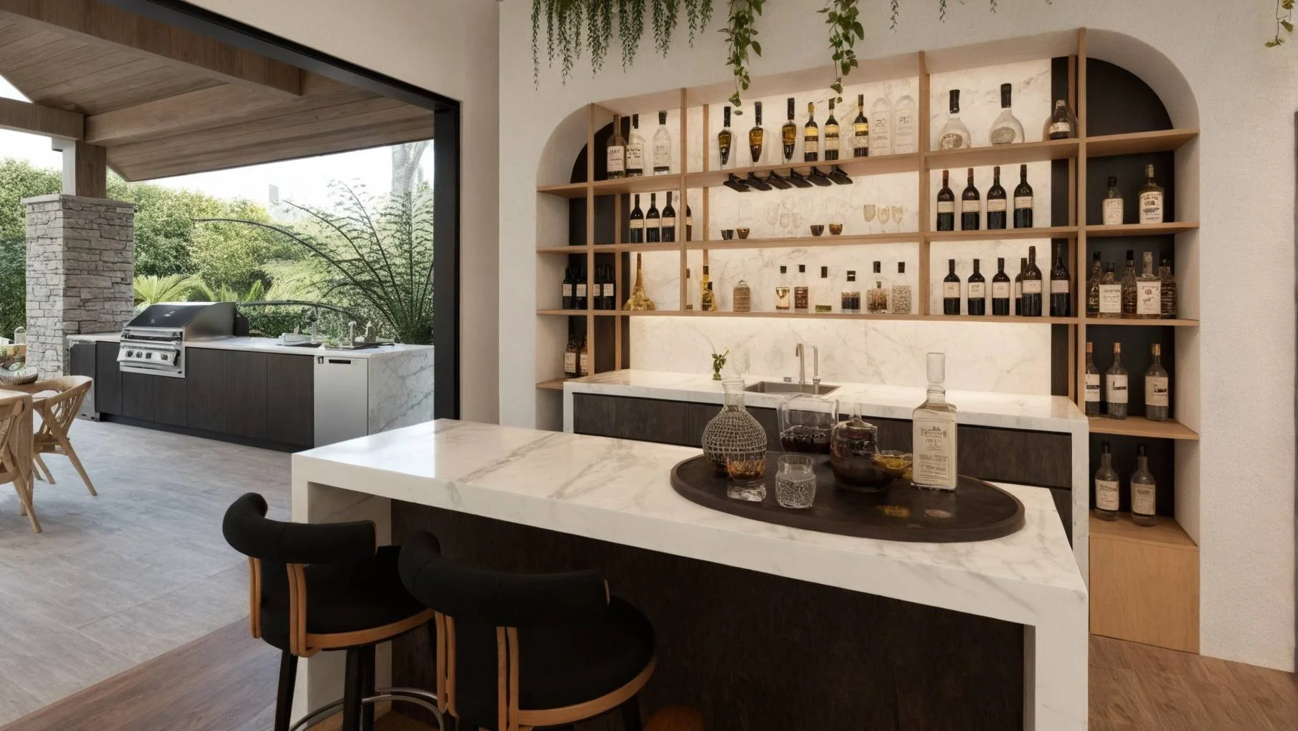 Maleny renovation - bar and outdoor alfresco details