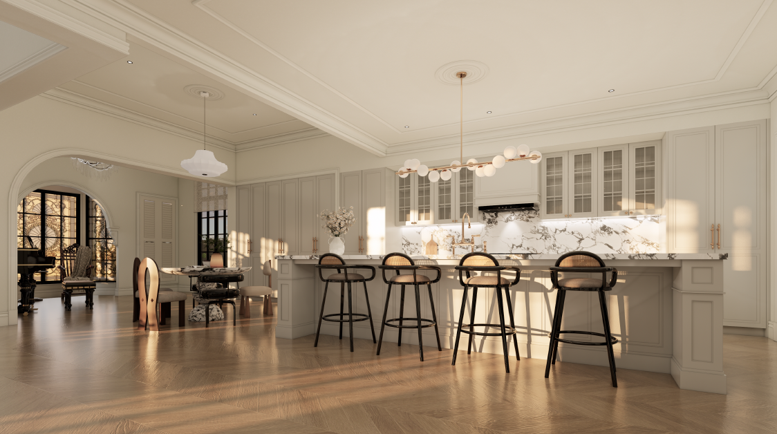Ashgrove, French Provincial Renovation, marble benchtops, beautiful parquetry, ornate plaster details