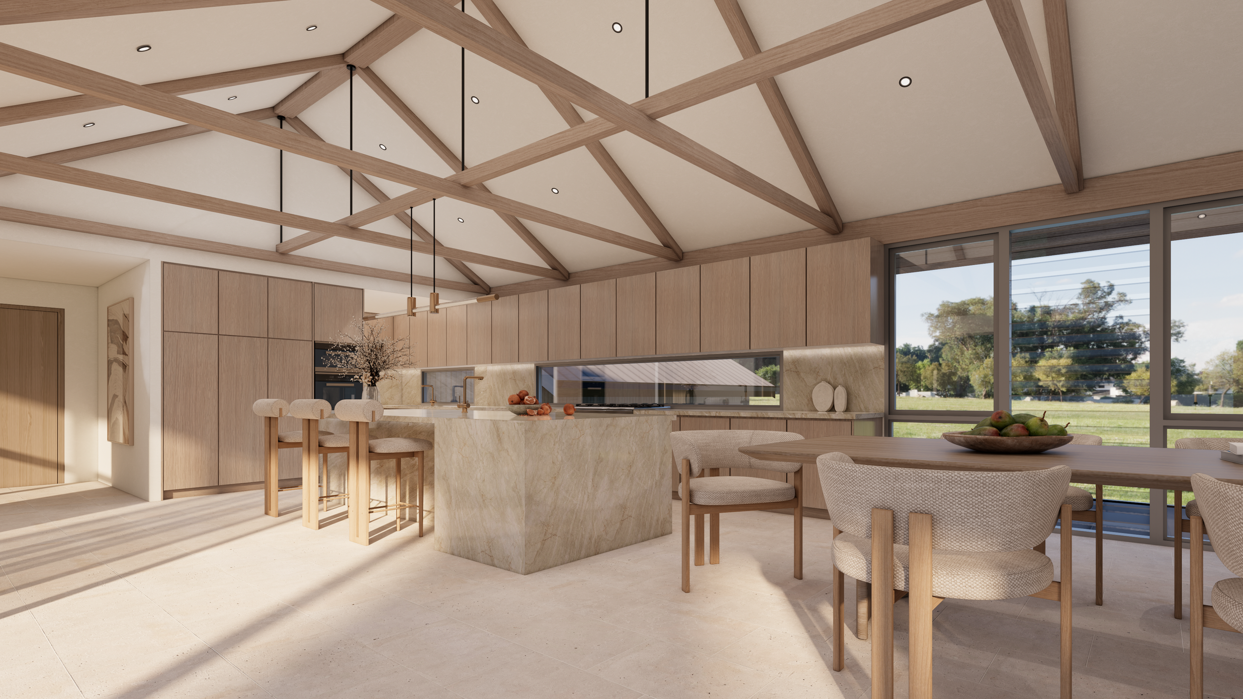 Tallebudgera Gold Coast, Modern warm farmhouse, sandstone floors & timber cabinetry