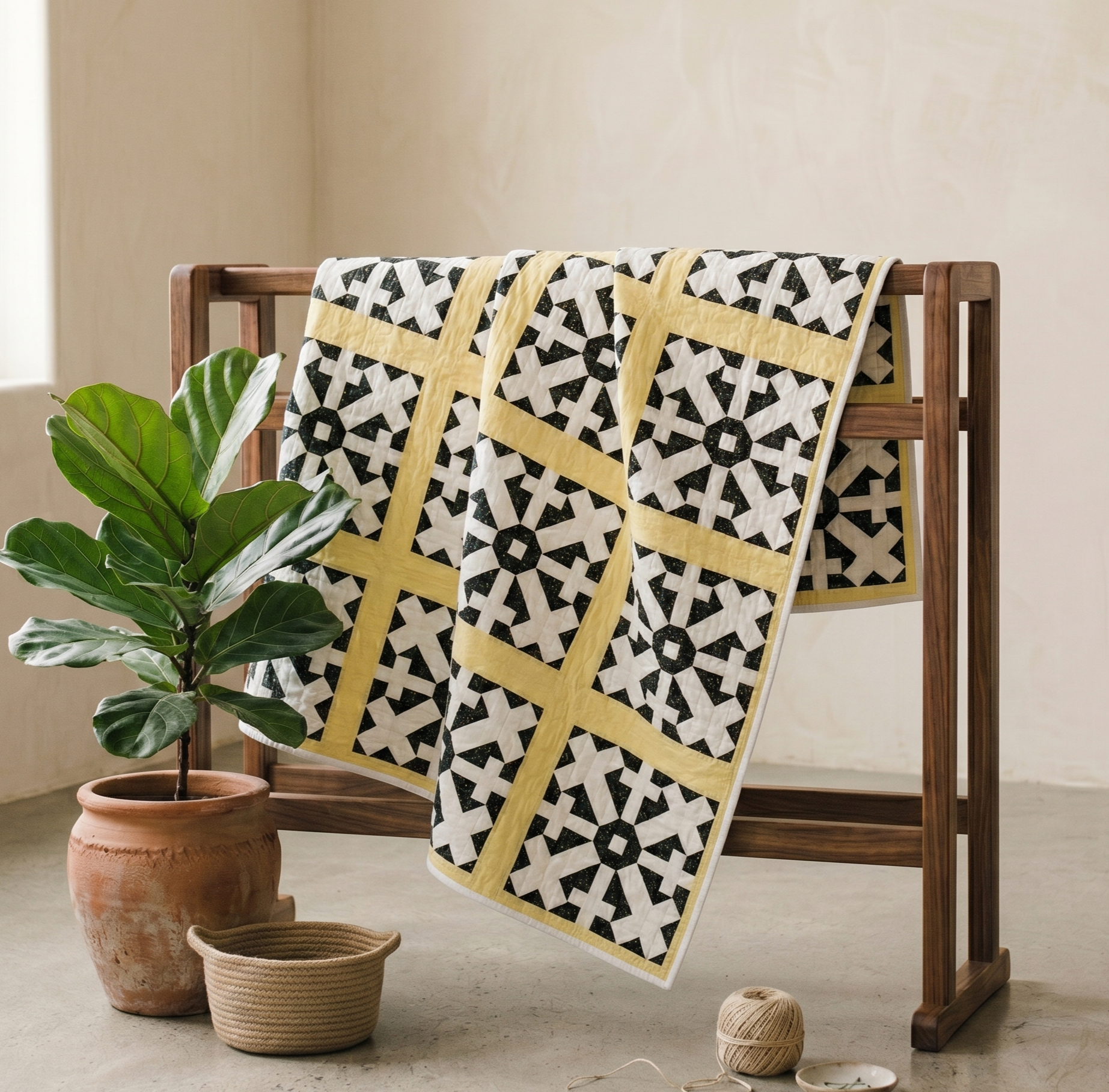 Cross Collection No. 1 - Yellow, Black and White Easter Cross Quilt