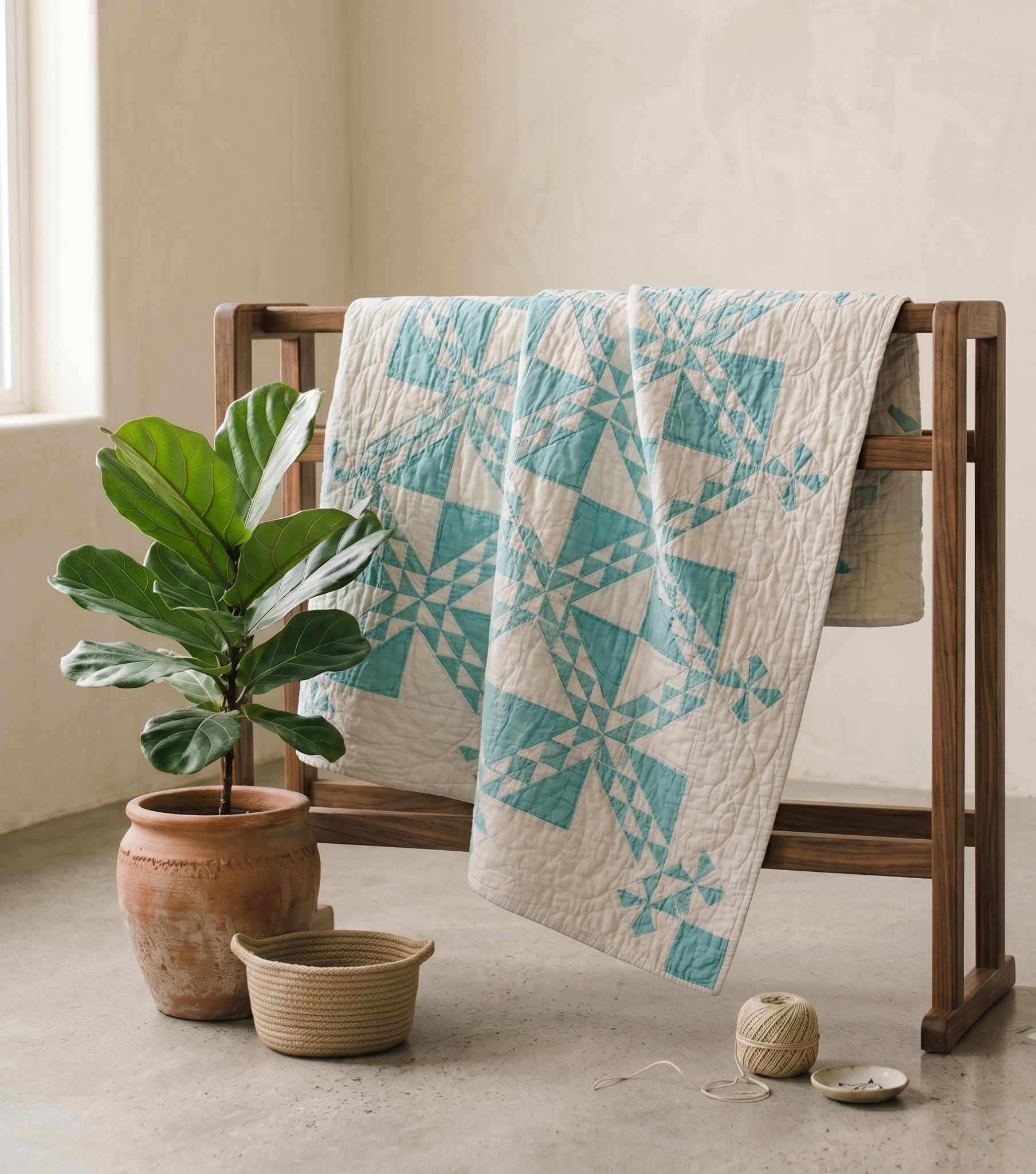 Chains Collection No. 2 - Sea Foam Irish Chain and Points Quilt