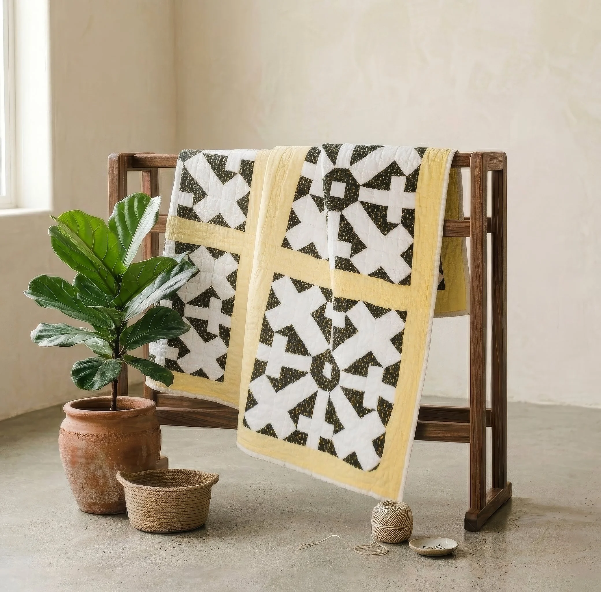 Crosses Collection No. 1 - Yellow and Black Southern Cross Quilt