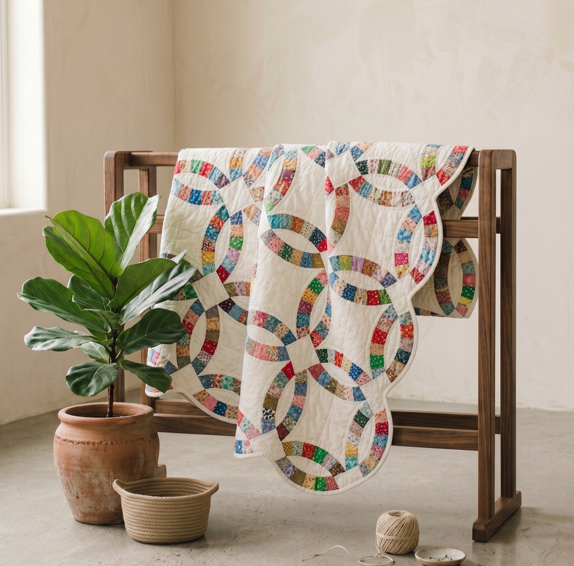 Rings Collection No. 2 - Multicolored Double Wedding Ring Quilt