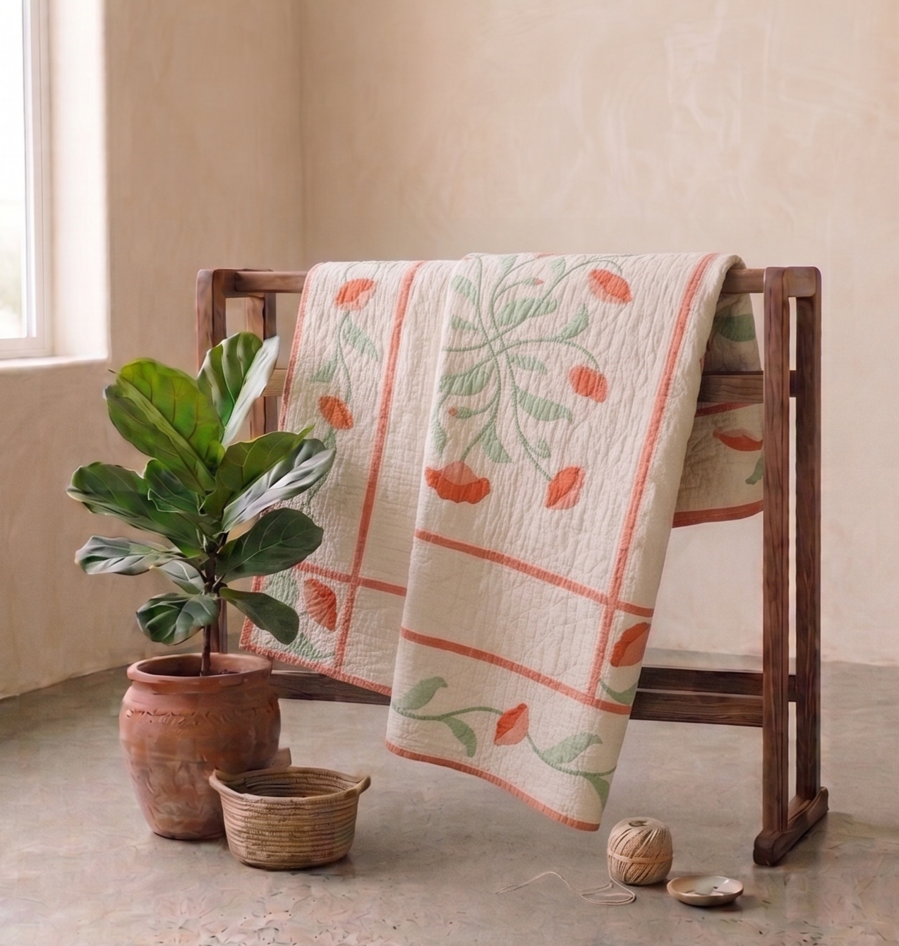 Florals Collection No. 7 - Tangerine Poppies Anne Orr Quilt