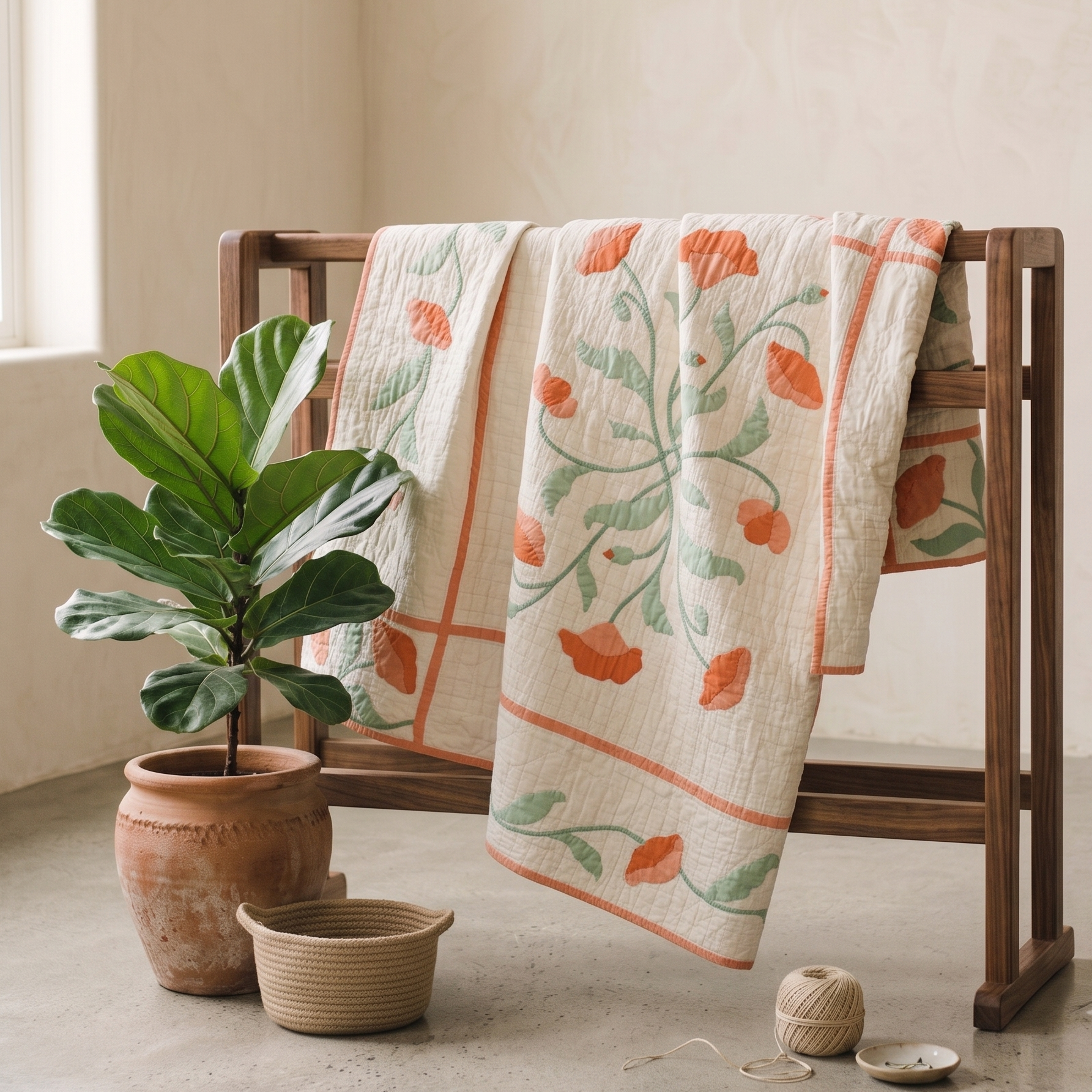 Florals Collection No. 7 - Tangerine Poppies Anne Orr Quilt