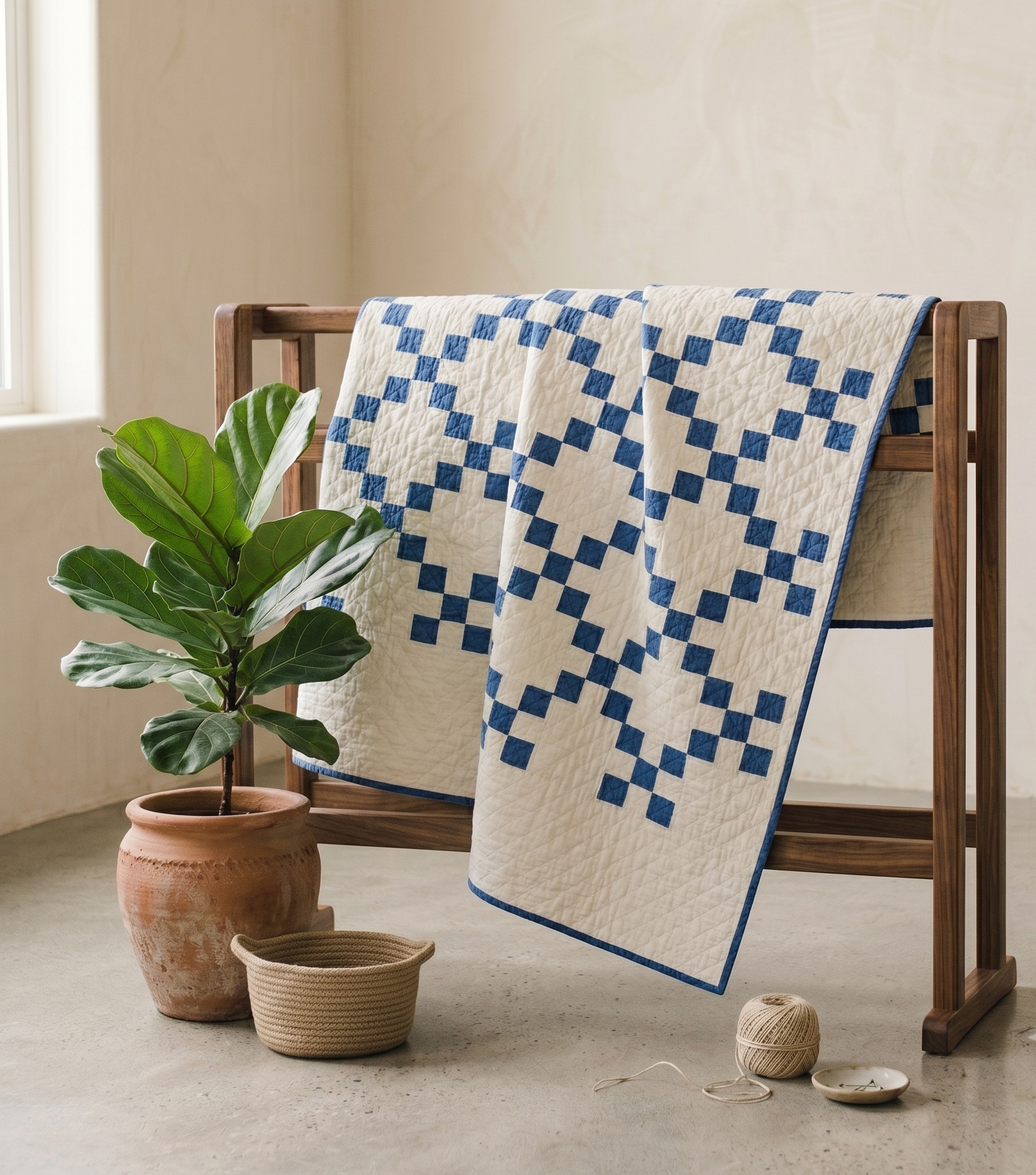 Chains Collection No. 1 - Cobalt Irish Chain Quilt