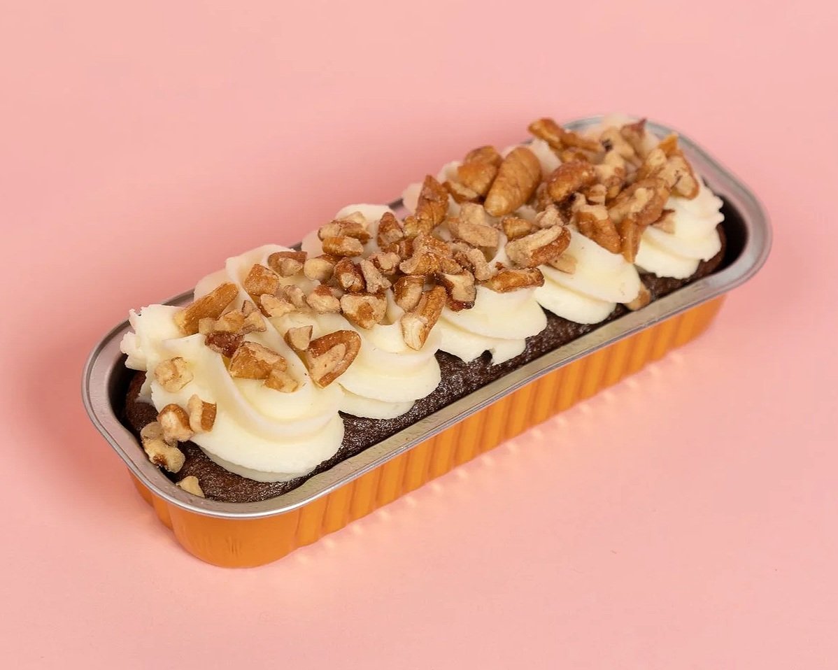 chocolate cake with pecan topping