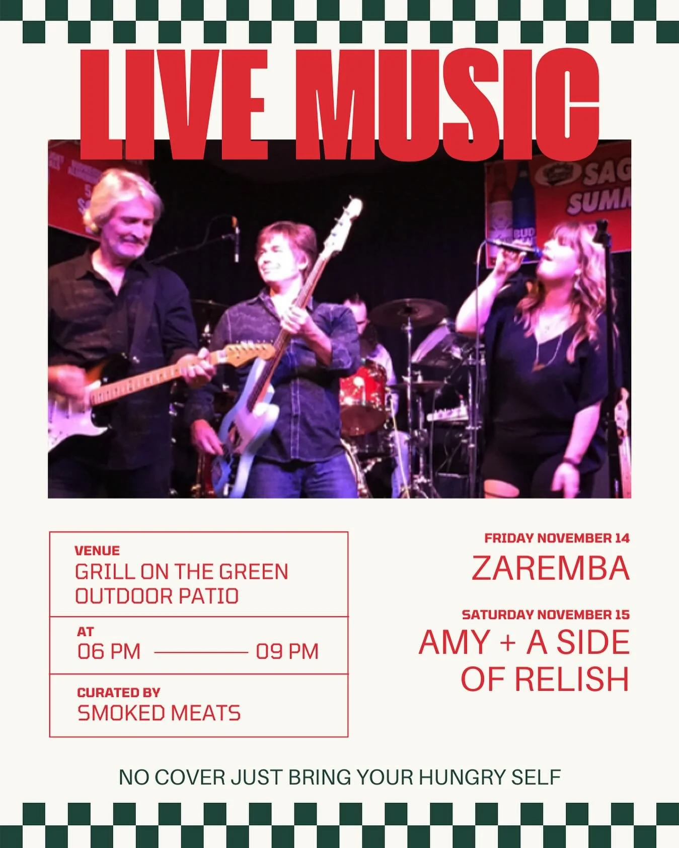 Come hungry and ready to dance this weekend on the patio for live music 6-9pm! 
TONIGHT - Zaremba
TOMORROW - Amy + A Side of Relish