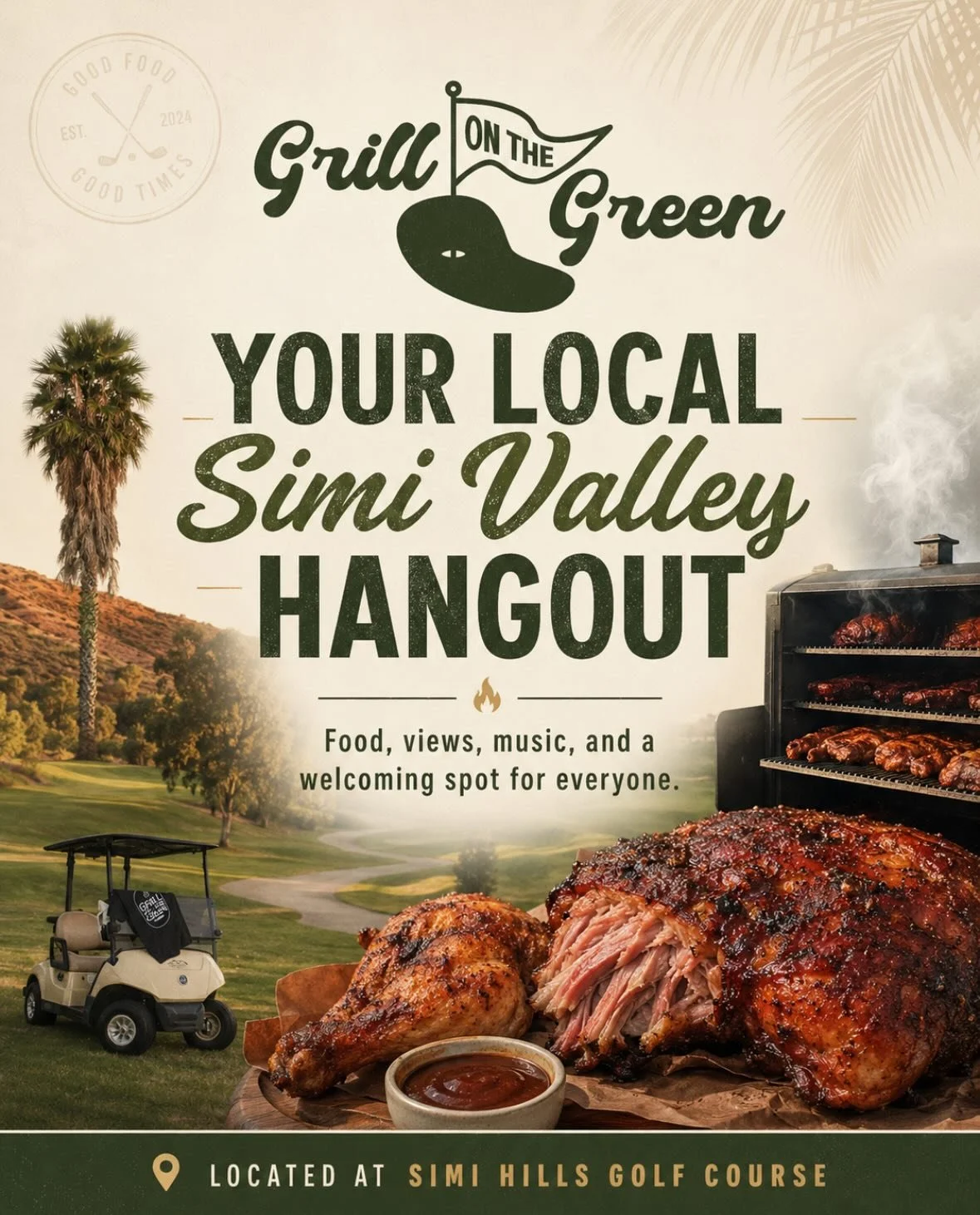 Your local Simi Valley spot for good food, great views, weekend music, and easy hangs on the green. #grillonthegreen #simivalleyfoodies #simivalleyeats
