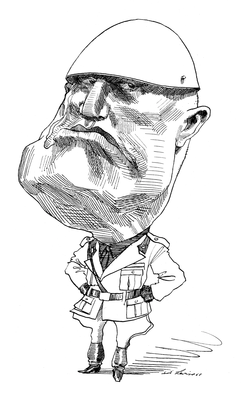 Benito Mussolini by David Levine, 1968